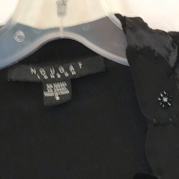 Nougat London Silk Velvet Embellished Floral Cardigan Fitted Knit Sweater Top L - Picture 9 of 16